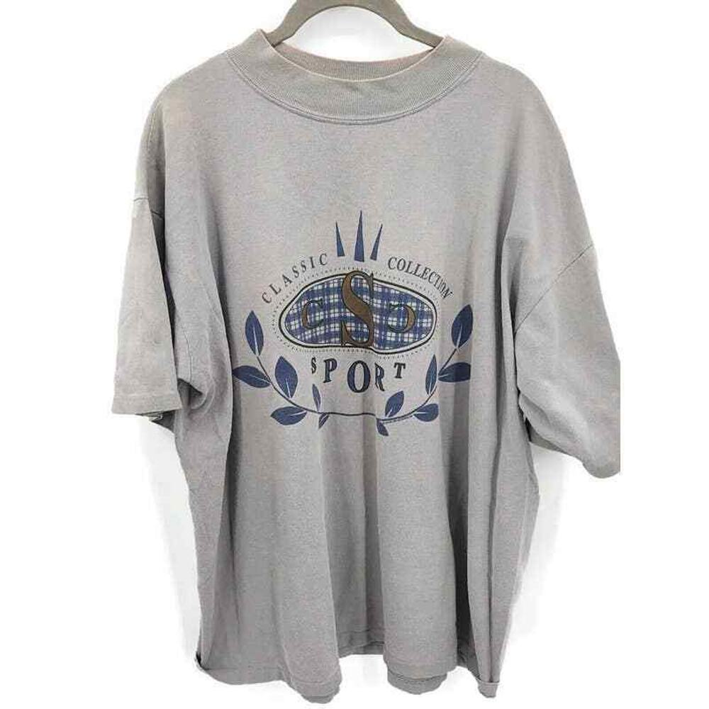 Vintage made in the U.S.A CCS sport blueish gray single stitch tee in one size